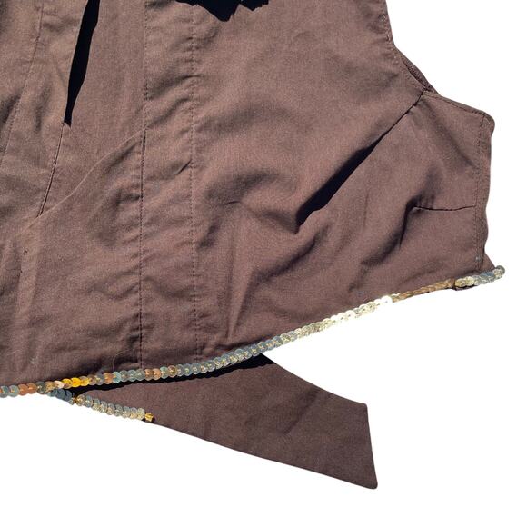Toddler UPS Vest XL Brown Cropped Uniform Style Top Sequin Trim Custom Costume - Picture 6 of 6